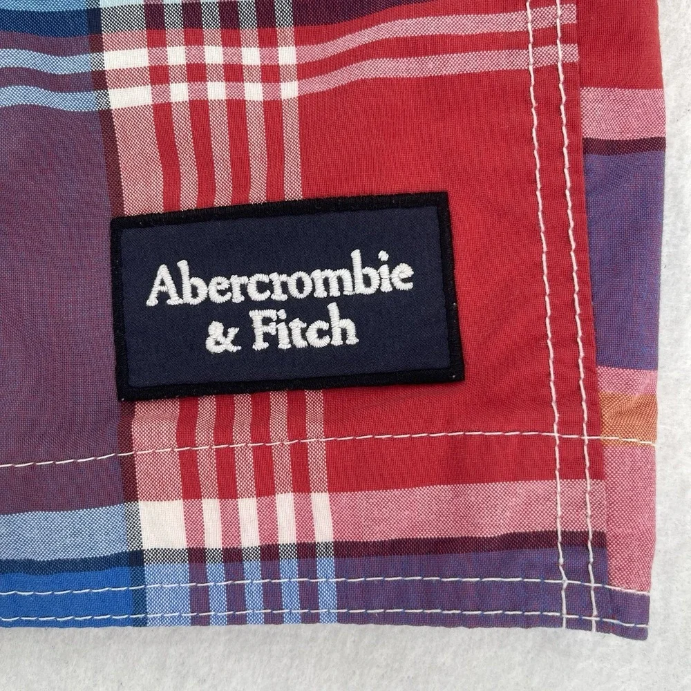 Abercrombie & Fitch Board Shorts Mens M Multicolor Plaid Y2K Lined Swim Retro